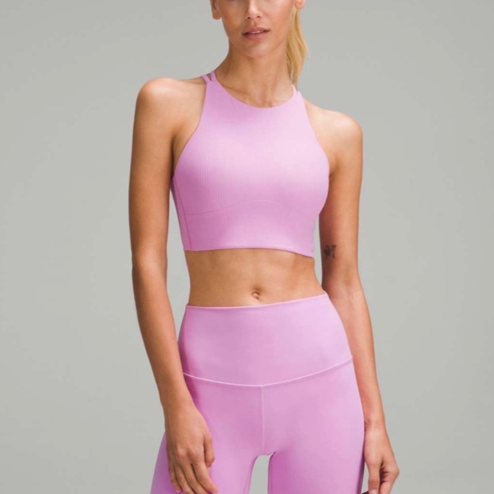 Lululemon 14 B/C NWT Like a Cloud Ribbed, High neck, Long line bra -Dahlia Mauve